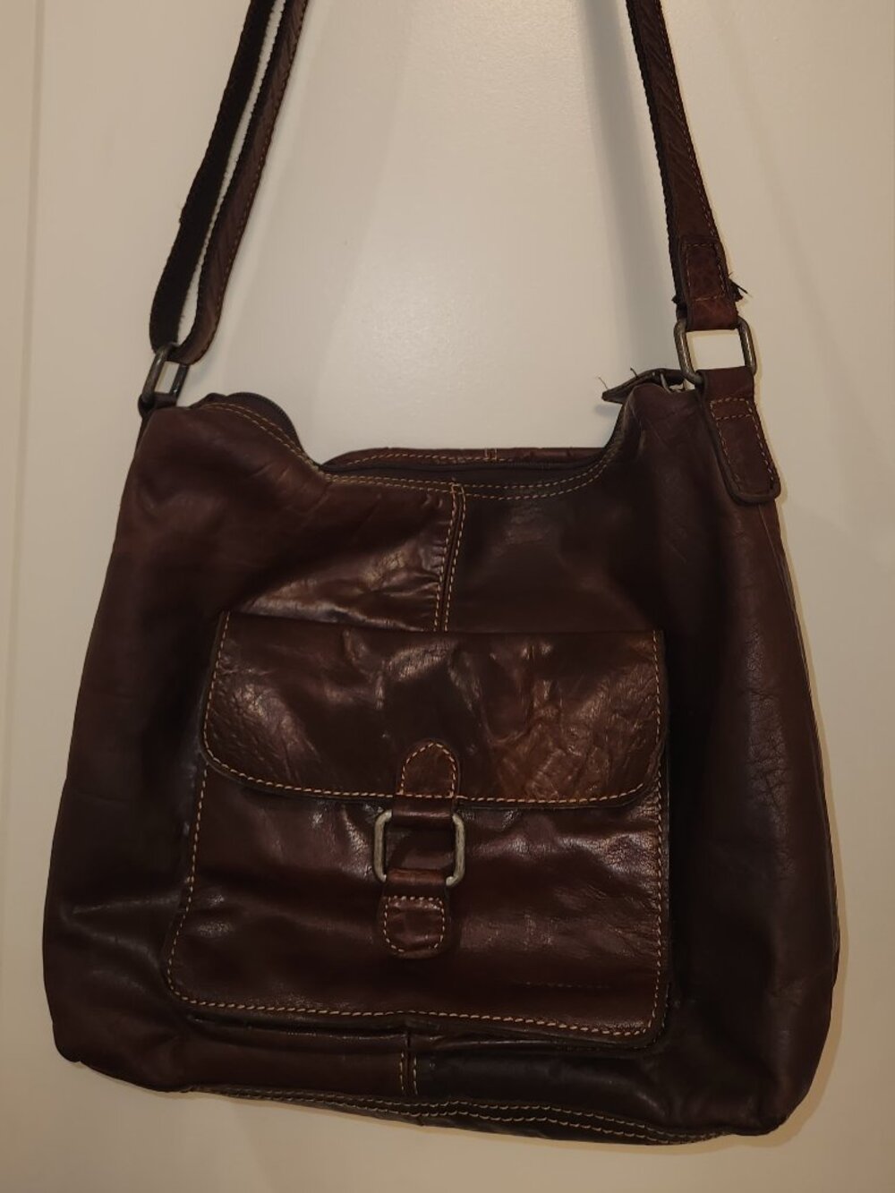 Jack Georges Dark Brown Leather Crossbody Bag (Unisex)